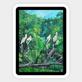 Stork's are taking rest on the tree. Sticker